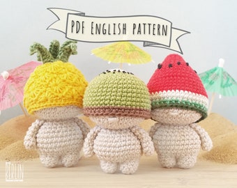 Amigurumi pattern fruit mini doll • A 3-in-1 crochet PDF tutorial