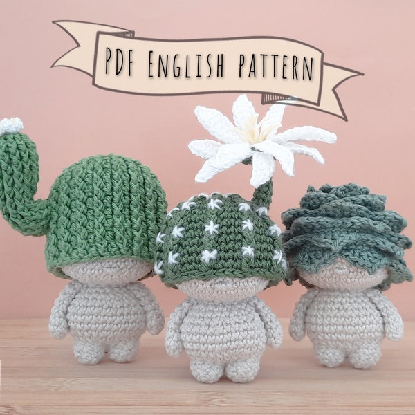 Crochet cactus doll pattern • A 3-in-1 amigurumi succulent mini doll tutorial