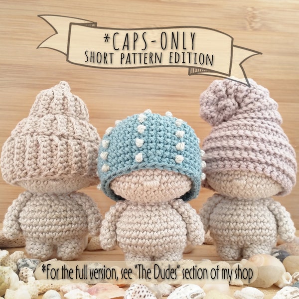 Caps-only crochet seashell mini doll pattern • Short pattern edition