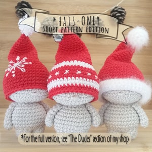 Hats-only Christmas crochet mini gnome pattern  • Short pattern edition
