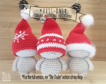 Hats-only Christmas crochet mini gnome pattern  • Short pattern edition