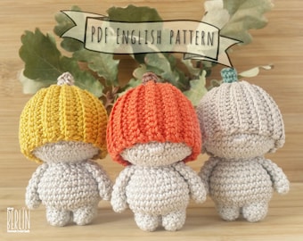 Crochet pumpkin mini doll tutorial • Amigurumi diy pdf pattern