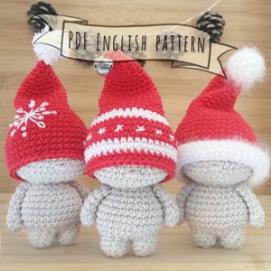 Christmas crochet mini gnome pattern  • Xmas amigurumi doll pdf