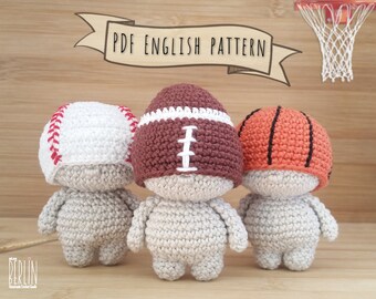 Crochet ballgame mini doll pattern • Amigurumi diy pdf tutorial