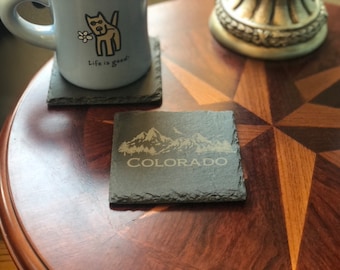 Colorado Mountains Slate Coasters Set of 4