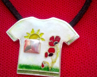 Cloisonne Enamel Pendant/Sterling Silver Handmade Jewelry/ Georgian Enamel/Enamel pendant/Cloisonne enamel/ Modern Jewelry/Gift For Her
