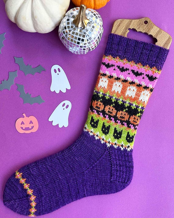 Boo Crew Halloween Socks Knitting Pattern: Colorwork Design (PDF Pattern)