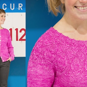 Dendri Cable Cardigan Knitting Pattern: Circular Yoke Sweater for women (PDF)