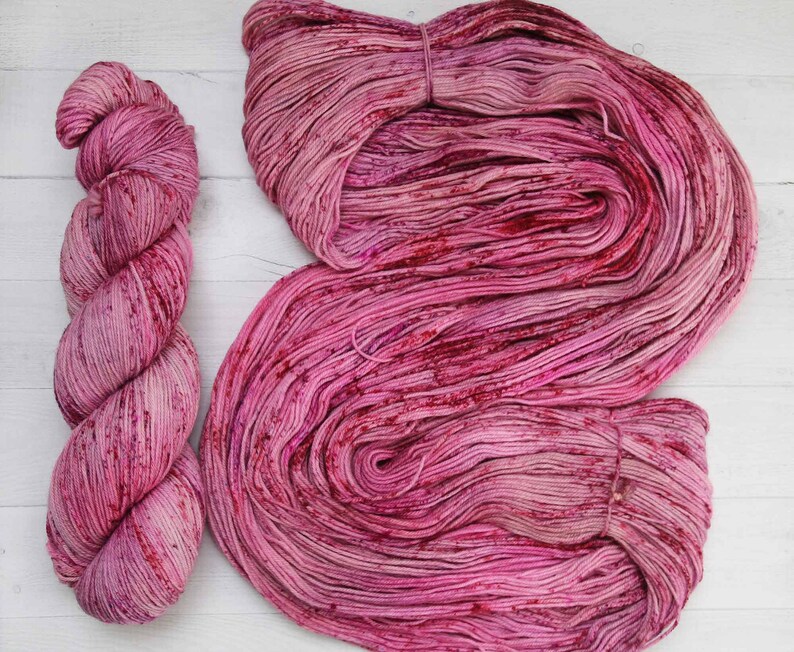 MCN Hand-dyed Yarn MerinoCashmere blend discounted Speckled Yarn pink yarn Rough Rubies