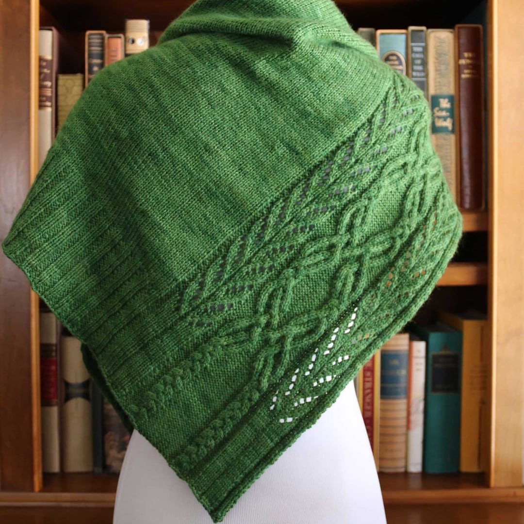 Gwytherin Cable Knit Shawl Pattern: Asymmetric Triangle (PDF Pattern ...