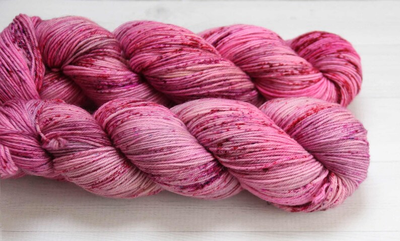 MCN Hand-dyed Yarn MerinoCashmere blend discounted Speckled Yarn pink yarn Rough Rubies