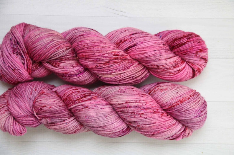 MCN Hand-dyed Yarn MerinoCashmere blend discounted Speckled Yarn pink yarn Rough Rubies