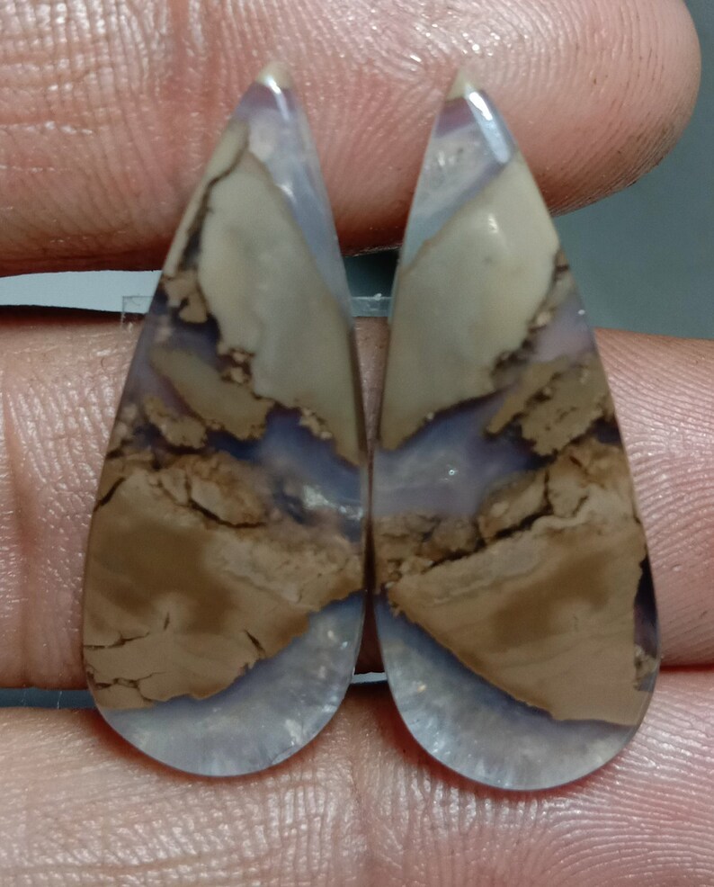 mm Free Shipping 33x13x4 28.80 Cts Good Quality Natural Thunder Agate Pair Top Quality Loose Gemstone Pear Shape Size