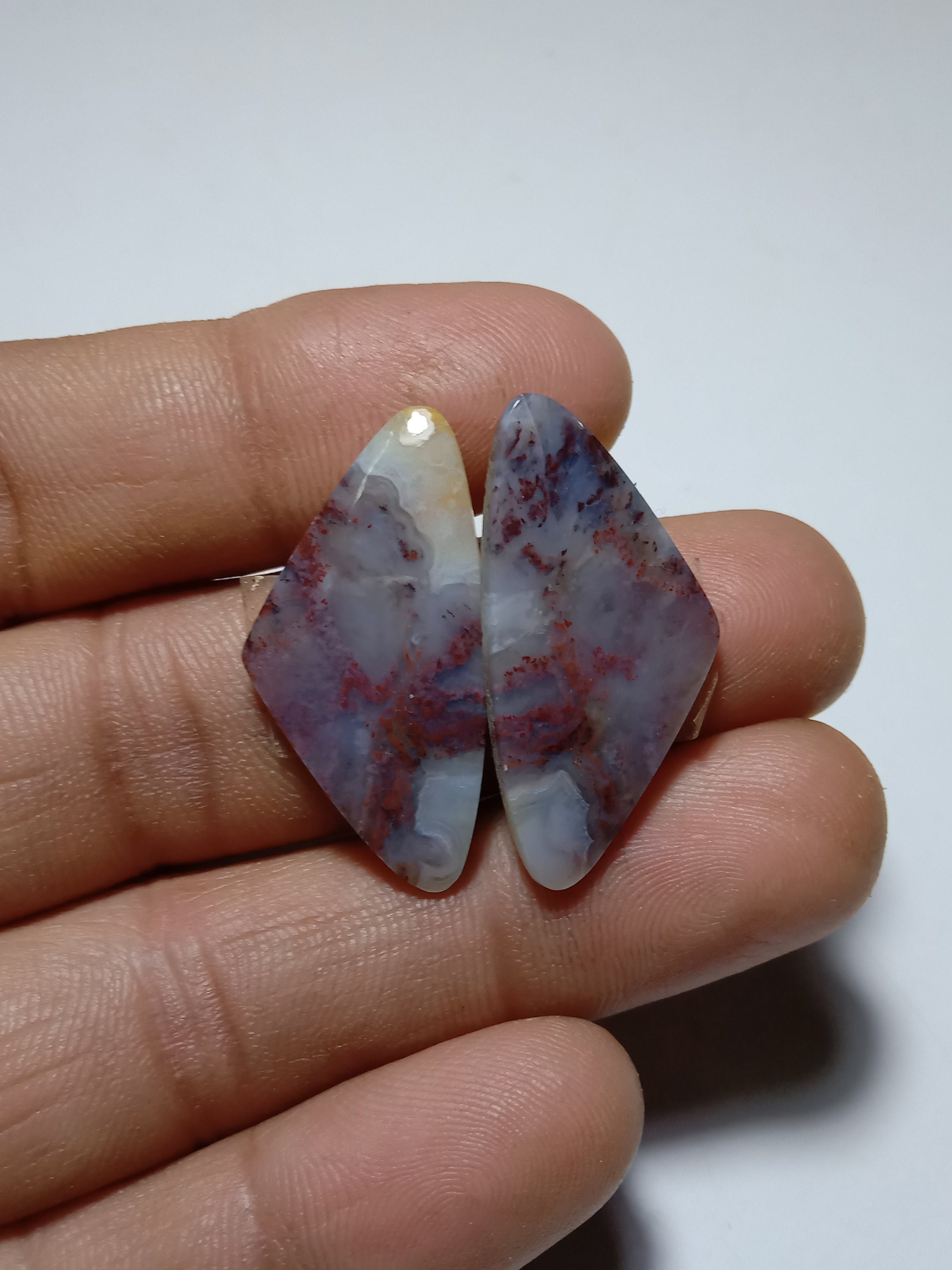 Natural Red moss agate pair Cabochon Moss Agate gemstones Moss | Etsy