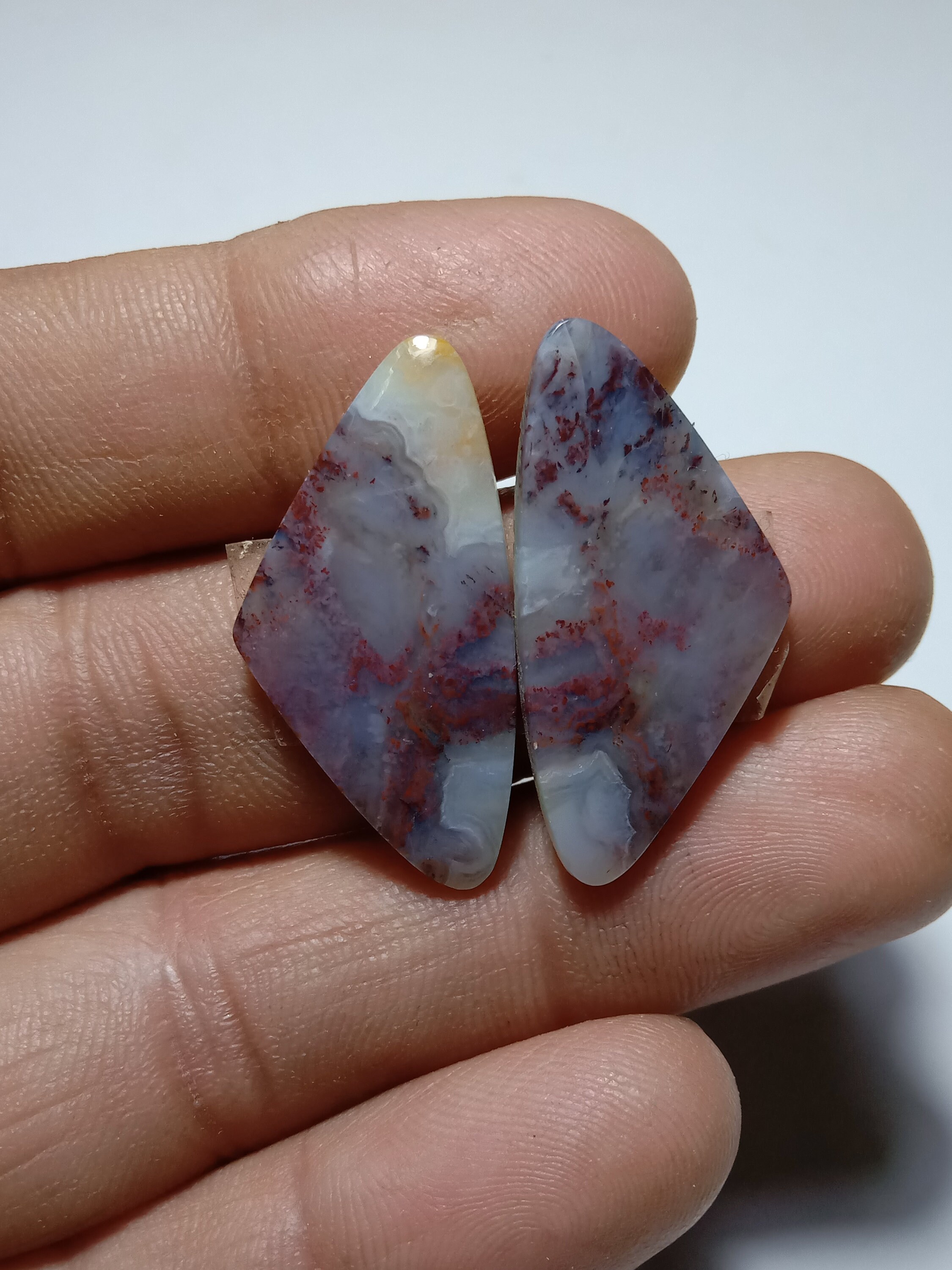 Natural Red moss agate pair Cabochon Moss Agate gemstones Moss | Etsy