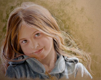 Portrait by photo - hand drawn in pastel to order