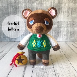 Tom Nook with Bonus Bell Bag .CROCHET PATTERN ONLY.