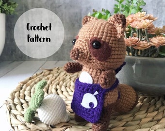 Tanuki met schort. ALLEEN GEHAAKT PATROON.