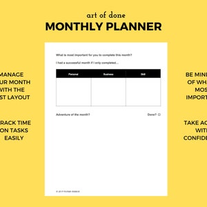 Art of Done Monthly Planner and Habit Tracker