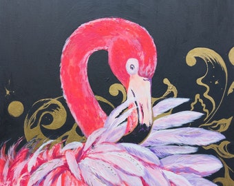 Pink Flamingo Art/ Picture/ Black and Pink/ Flamingo Decor/ DIGITAL DOWNLOAD ONLY/ For making prints, for Wall Art/ Online Gallery/ jpg file