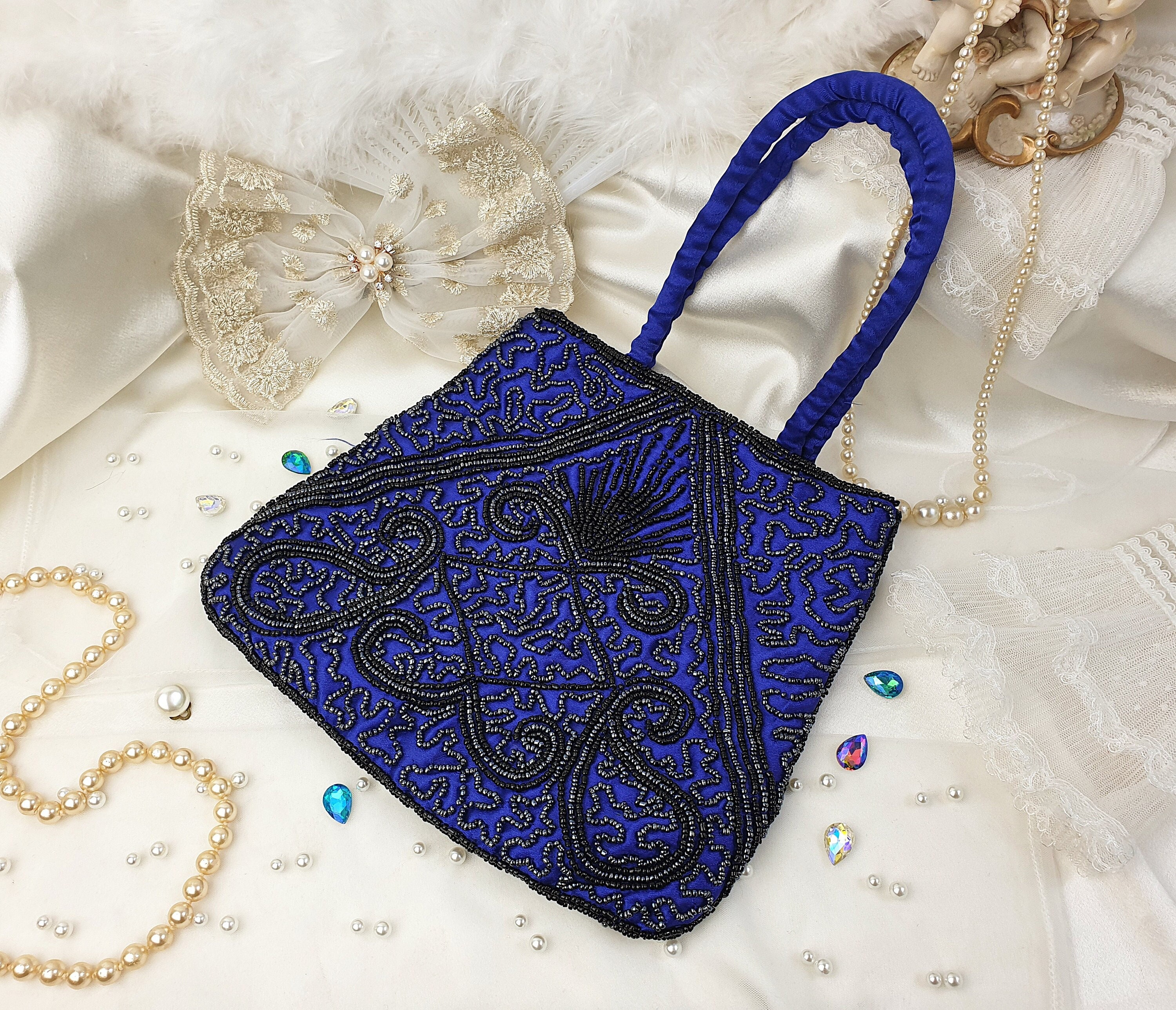 Evening Beaded Clutch Purse, Evil Eye Bead Clutch Purse, Cross