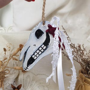 Ceramic Mari Lwyd Horse Skull Hanging Ornament Decoration Welsh Pagan Art Folklore