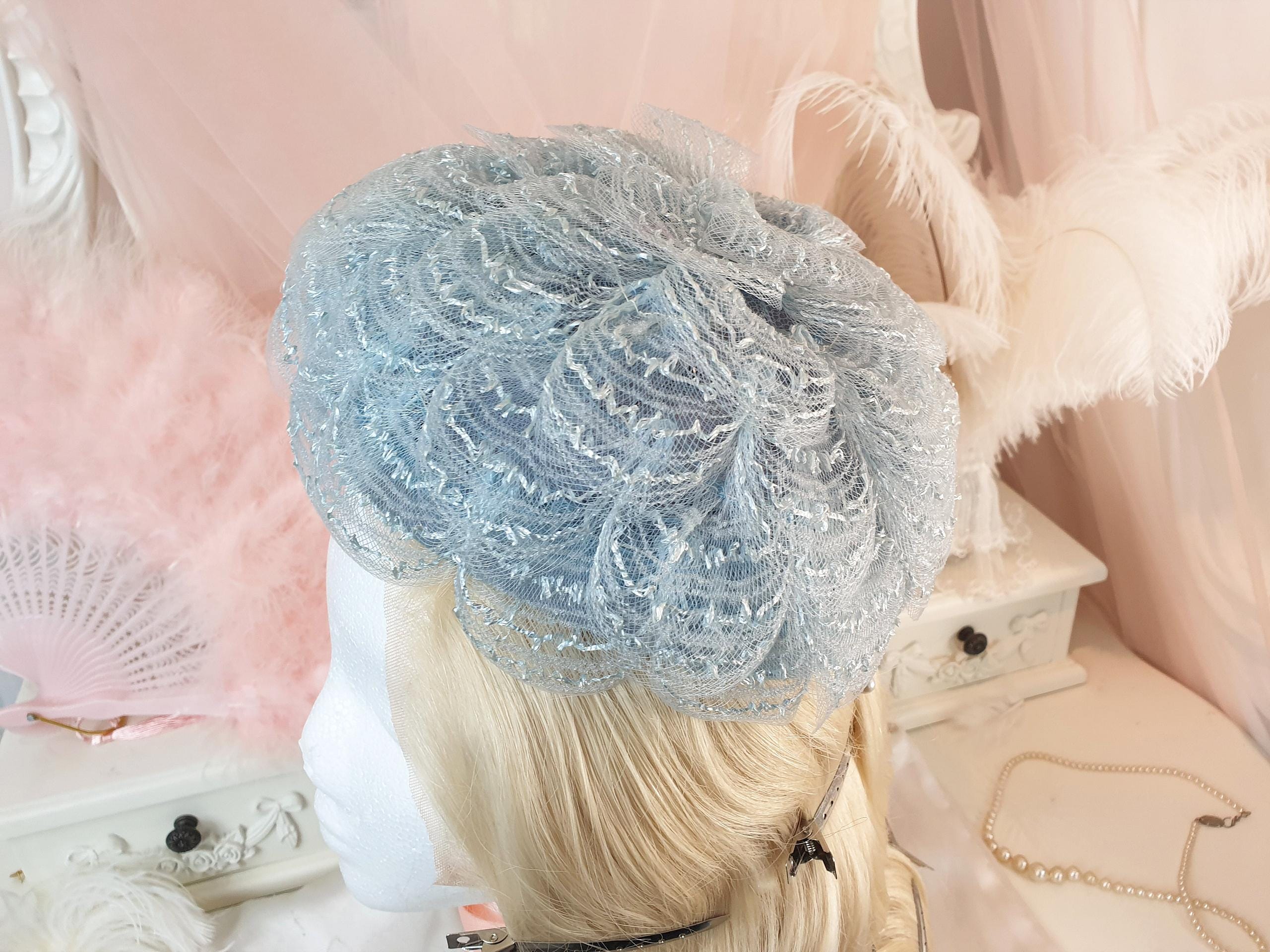 Vintage Pale Blue 1960s Scalloped Ruffle Pillbox Hat - Etsy