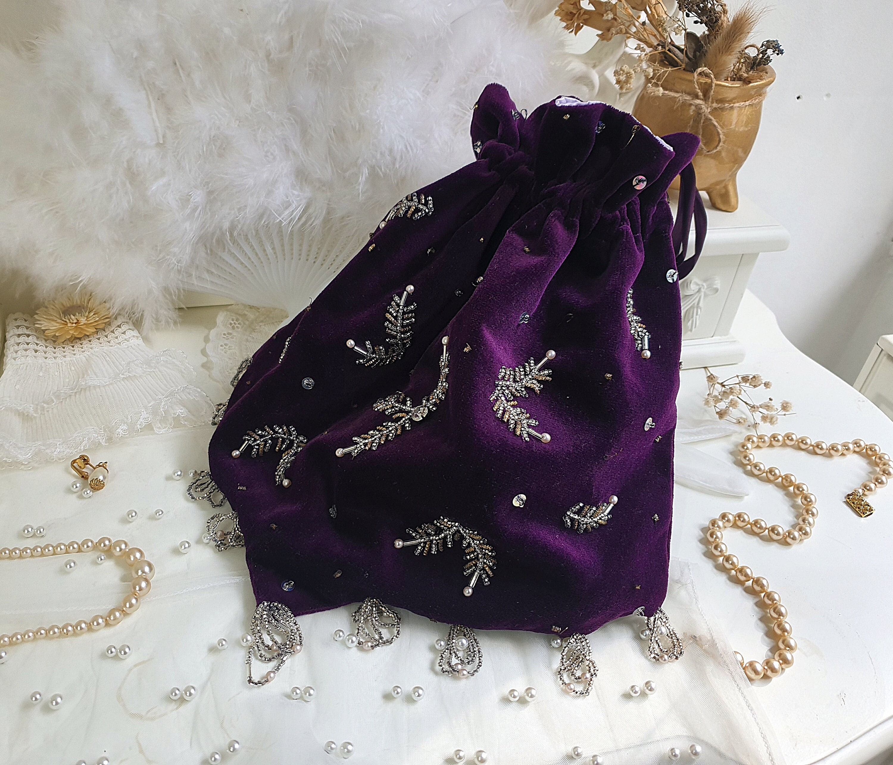 Purple Felt Drawstring Bag Velvet Drawstring Bags, 25/50/100 Packs