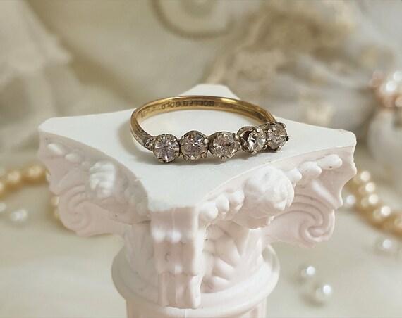 Beautiful 5 Stone Rolled Gold Ring Art Deco 1930s Jewellery Size O Etsy