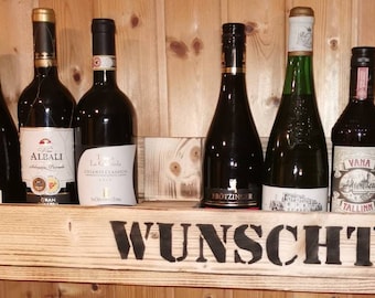 WEINREGAL PALETTENMÖBEL Vintage WANDREGAL Holz Bar Rustikal Geflammt aus  Neue paletten  ( Text: Nach Wunsch (max. 17 Zeichen lang)