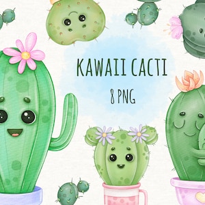 Kawaii Kaktus Clipart, digitale Kawaii Aufkleber, druckbare PNG