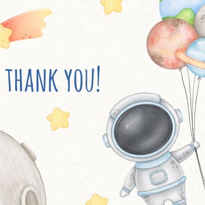 Astronaut and Space Watercolor Clipart, Space Digital Print, Instant Download image 6