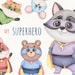 Watercolor Superhero Clipart, Superhero Baby Animals Png, Digital ...