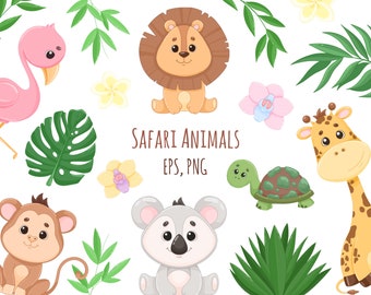 Safari Animals EPS, PNG, Jungle Vector Clipart