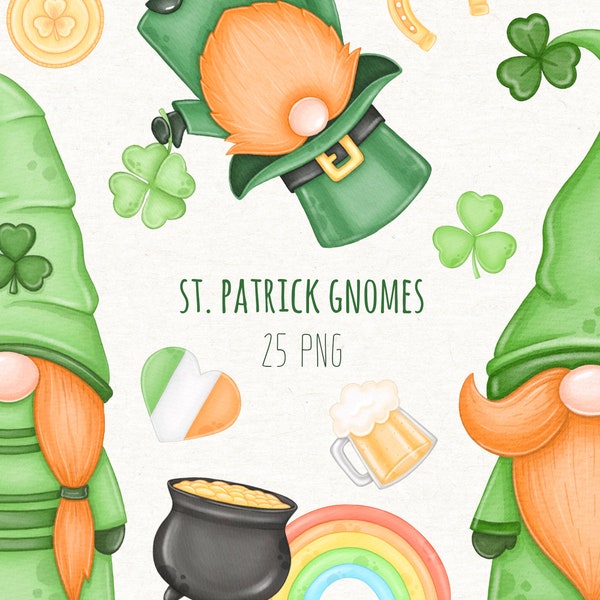 St Patricks Day Gnome Clipart, Irish Sublimation Png