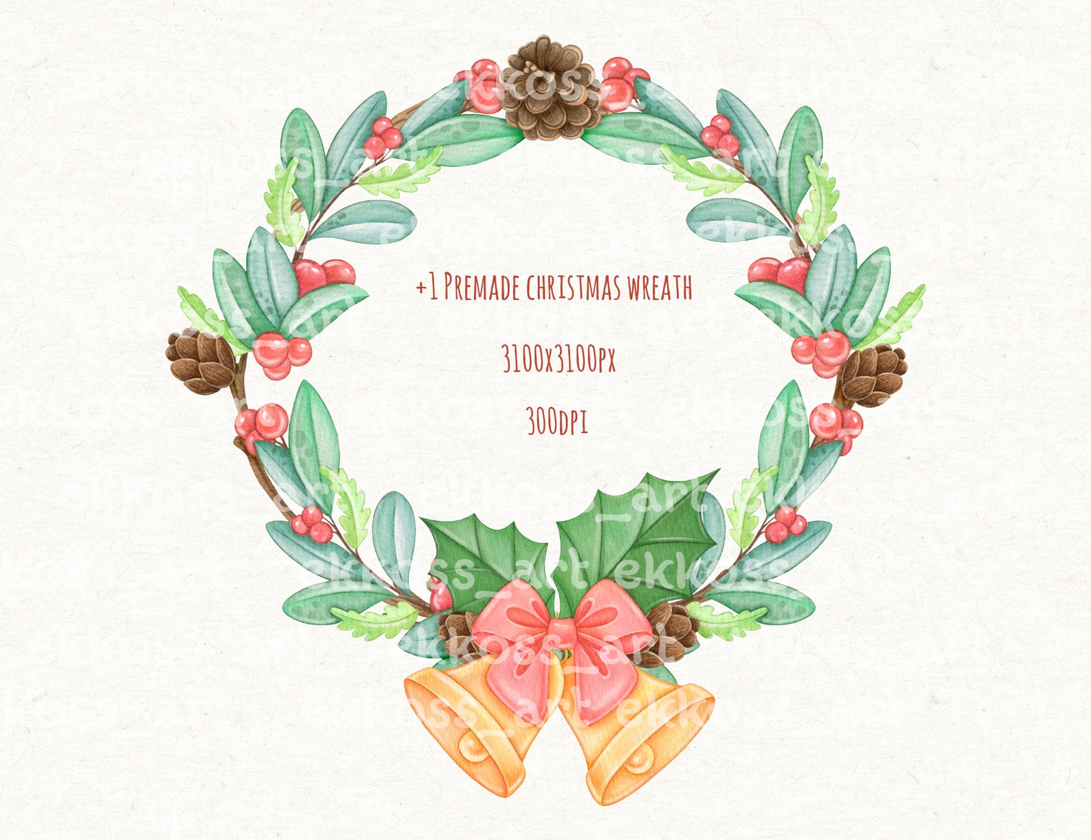 2022 Christmas Commerical Art Trend New Years Tiger Symbol of 2022 Christmas Watercolor Clip Art Etsy