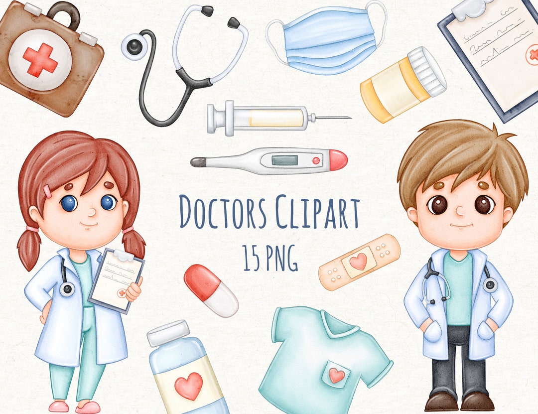 Nurse and Doctor Clipart, Medical Watercolor Clip Art, Png - Etsy