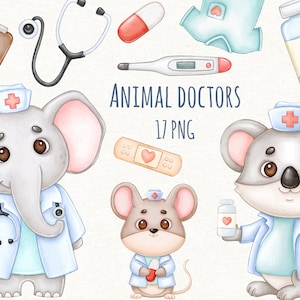 Doctor Animal Acuarela Clipart, Clip Art Médico, Png