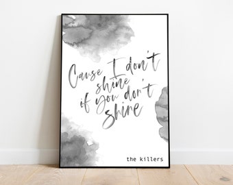 Mr Brightside Lyrics Watercolor Print, The Killers Wall Art