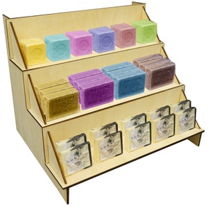 3 Tiers Collapsible Display for Craft, Art Trade Shows, Personalize with your business name for glass, mug, soap candle Tumber Collection