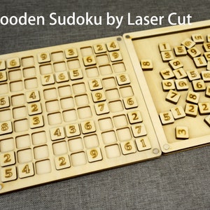 Wooden Sudoku Puzzle Game Board with custom design lid, Made By Laser Cut, Great Personalized Gift Ideas