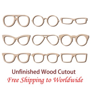 2&quot; ~ 15&quot; Sunglasses Eyeglasses Eye Glasses Frame, Laser cut Unfinished Wooden Cutout for DIY Craft, Wood Blank, Logo