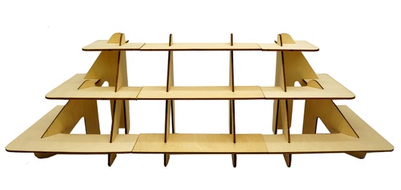 Portable Unfinished Wood  3 Tier Shelf Organizer Craft Booth Display Product Display for Craft Fairs Trade Show, Farmers Markets
