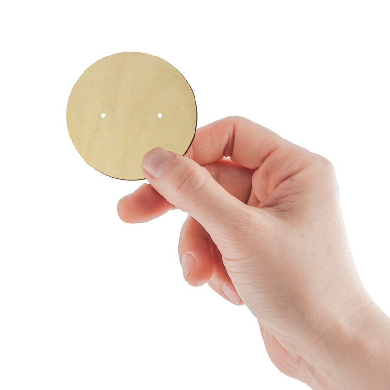 Available for Custom Logo or text Engraving Unfinished Wooden Round Circle Earring Display Cards Tags for Craft Fair Trade Show Retail Shop