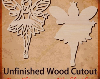 Detailed or Blank Forest Fairy Unfinished Wood Laser Cut Cutout Shapes for DIY Craft, Ready to paint, Stain, Decoupage, Embellish etc