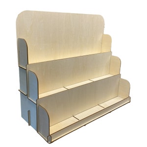 3 Tiers Wood Display Shelf Stand for Sticker, Greeting Card, Postcard, Photo for Craft Fair Trade Show Good for Personalized or Custom Logo