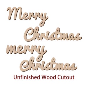 Word Merry Christmas - Laser Cut Out Unfinished Wood Craft Shape XMS57 Word Merry Christmas - Laser Cut Out Unfinished Wood Craft Shape XMS57