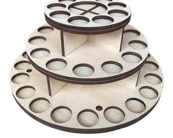 Essential Oil Shelf Rack,3 Tiers , 42 bottles, Rotatable round table, Collapsible Display for Craft Fair Trade Show for 10 ml bottles