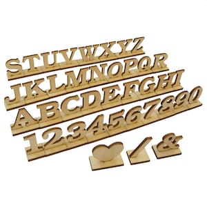 Unfinished Wooden Letters and Number Sign with Stand for Wedding, Nursery, Initial, Baby Shower,  DIY Craft Project, 3 Sizes available