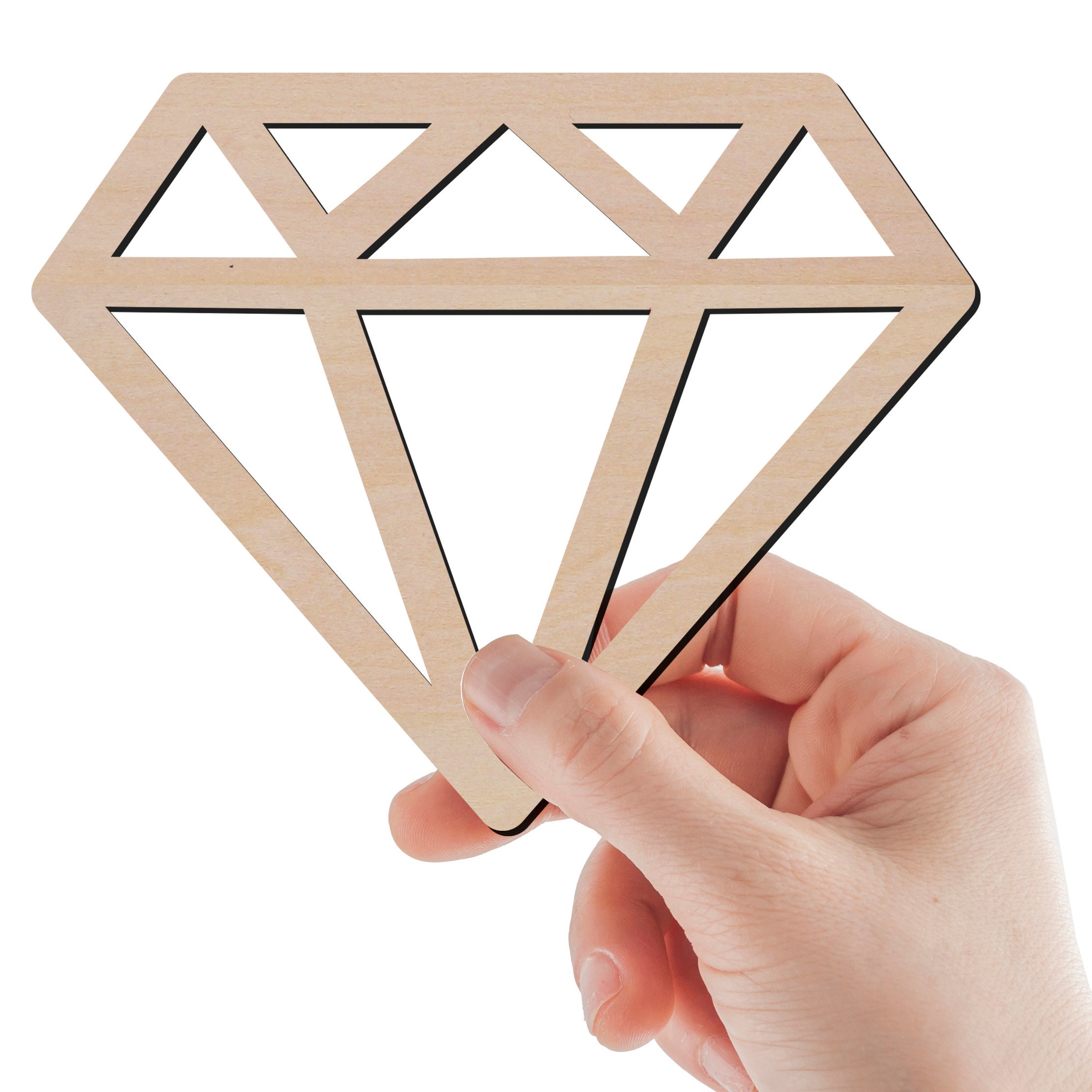 Diamond - Laser Cut Out Unfinished Wood Craft Shape XTR17 Diamond - Laser Cut Out Unfinished Wood Craft Shape XTR17